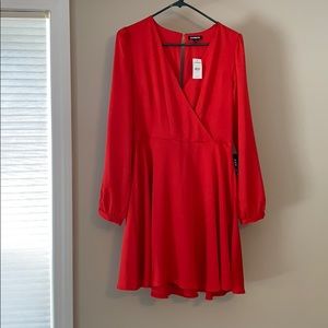 Red satin feel dress